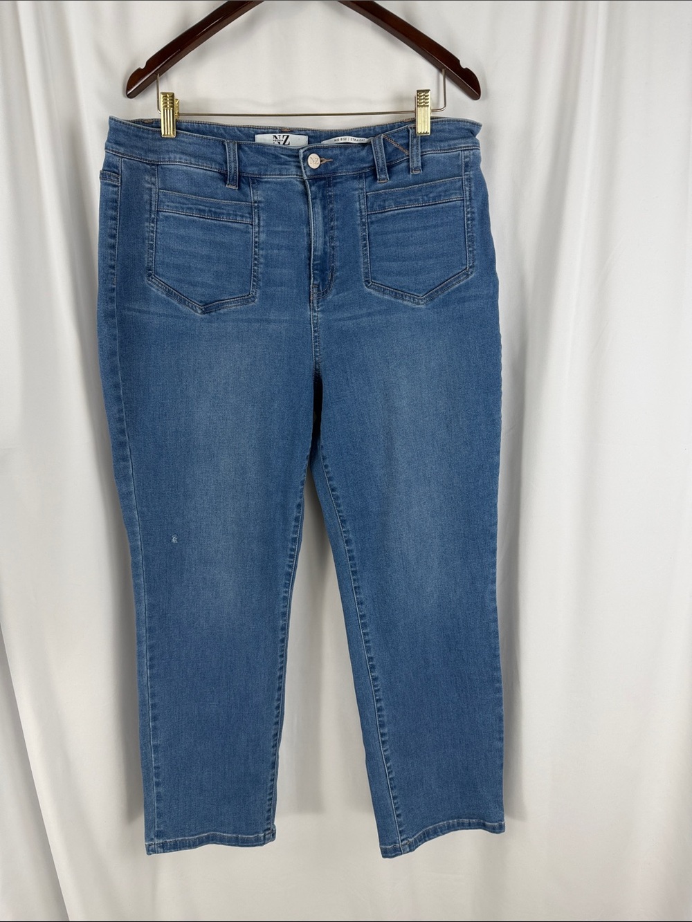 NIC+ZOE Denim TLC Mid Rise Straight Leg Jeans Size 34 Stretch Medium Wash